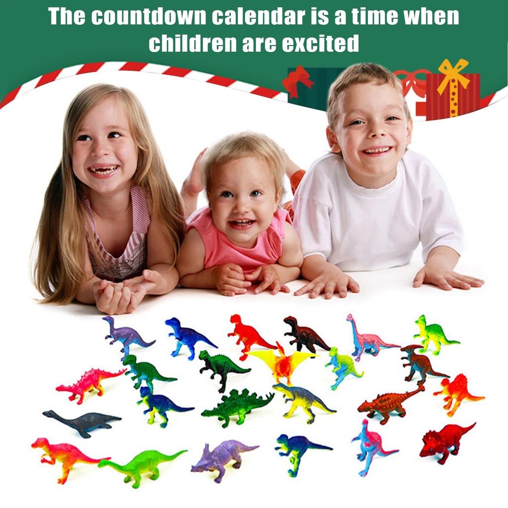Weihnachts-Adventskalender Dinosaurier-Modell Weihnachts-Advent 24-Tage Countdown-Kalender Spielzeugauto Partygeschenk für Jungen Mädchen