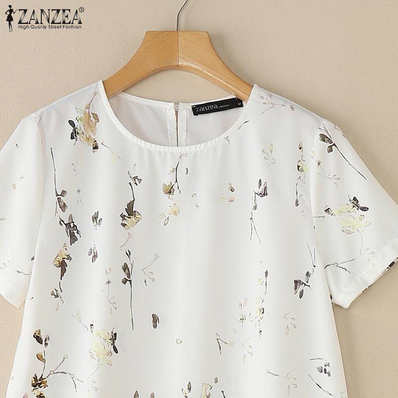 ZANZEA Women Casual Round Neck Short Sleeve Summer Floral Dress