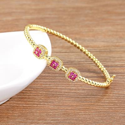 

Nidin Classic Design New Inlaid Crystal Zircon 4 Colors Gold Plated Bangles Bracelets for Women Charm Party Wedding Accessories 56-58mm розы красного
