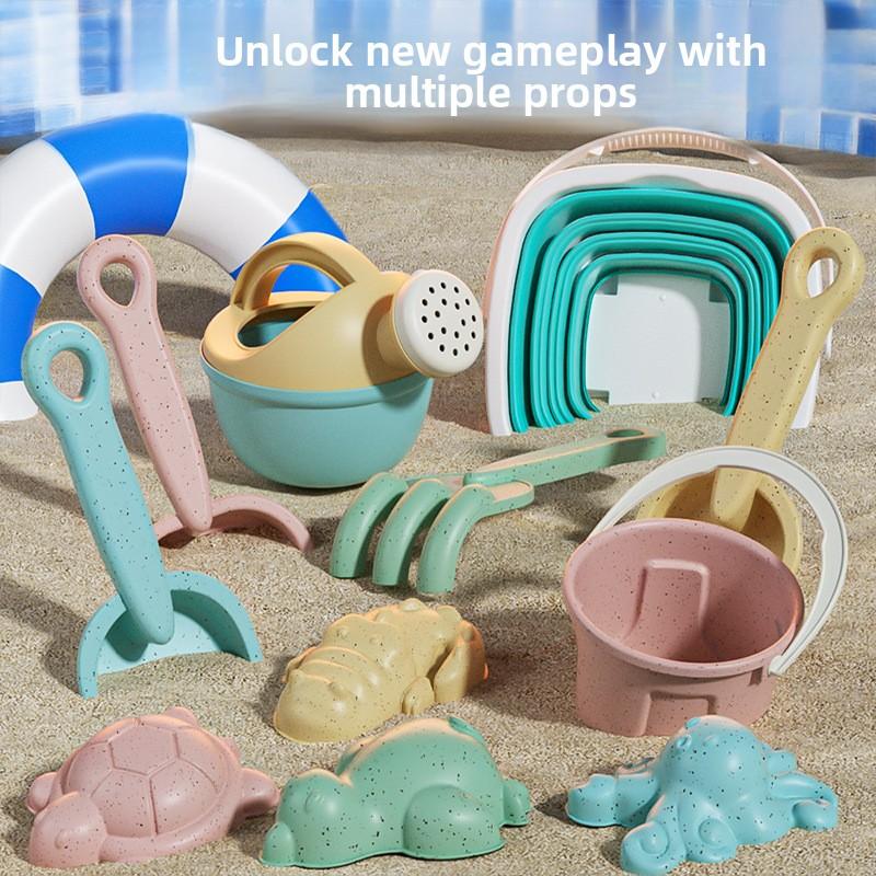 6/11 PCS Beach Sand Play Water Set Folding Bucket Summer Toys for Children Kids Outdoor Game Sandbox Accessories Color Random