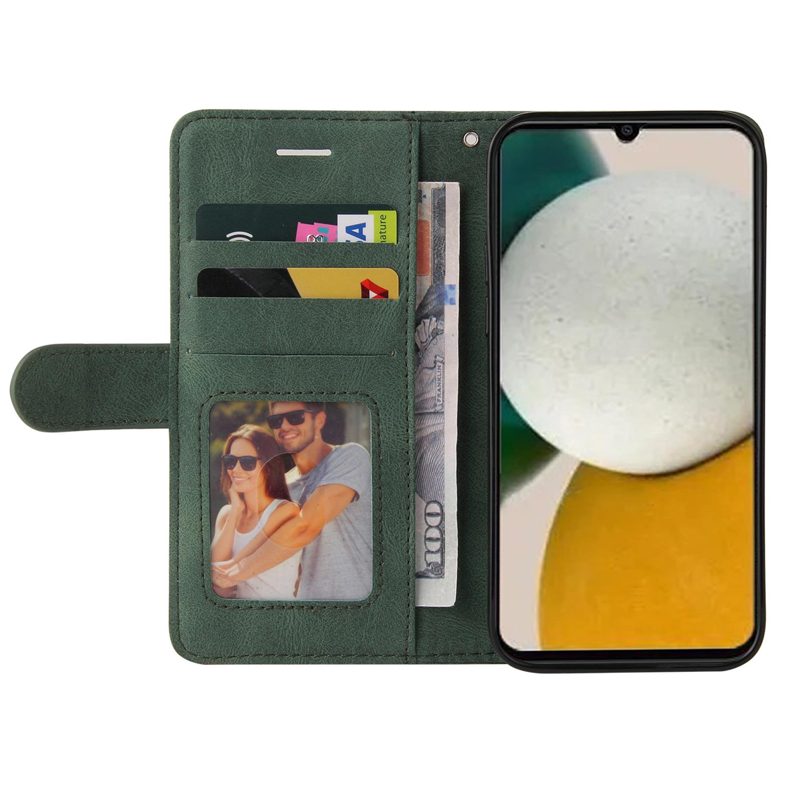 

For Samsung Galaxy A05s 4G Leather Case Wallet Stand Color Splicing Phone Cover Green