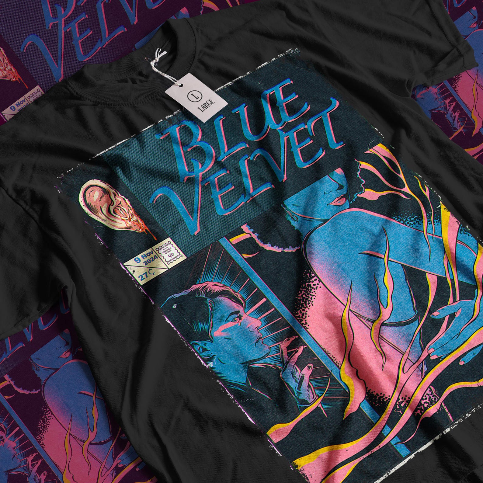 Blue Velvet Movie T-Shirt: Crime Film Graphic Tee S