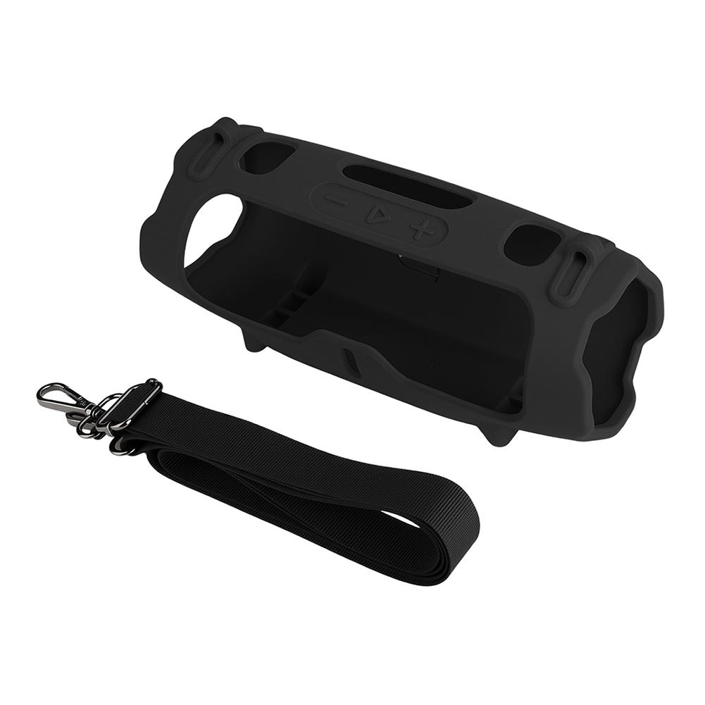 

Силиконовый чехол с плечевым ремнем Портативный дорожный мягкий чехол Силиконовый защитный чехол-накладка для колонки JBL Charge 6 чёрный