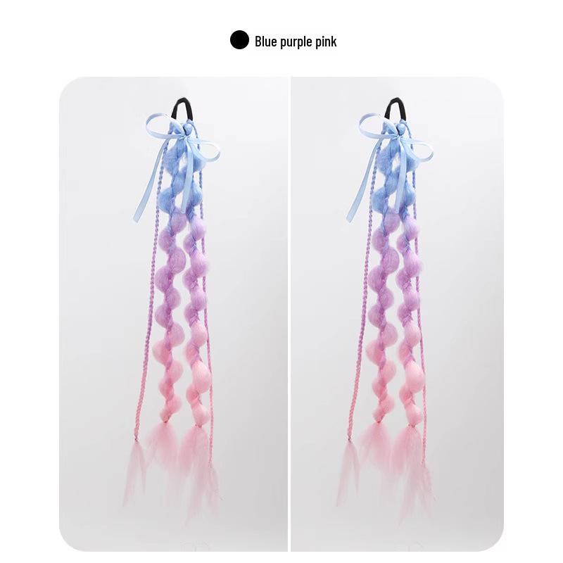 European Style Gradient Lantern Bubble Ponytail: Fashionable Women's Long Hand-woven Braid
