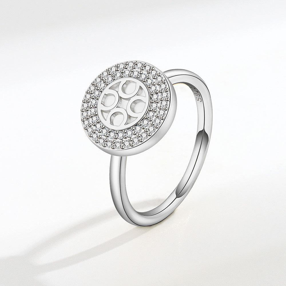 Offener Ring mit Zirkonia-Blume, Damen-Design, Nischenring, zweifarbig, Sonnenblume, doppelte Kamelie, personalisierbar, vielseitig verstellbar, Windmühlenring, Schmuck