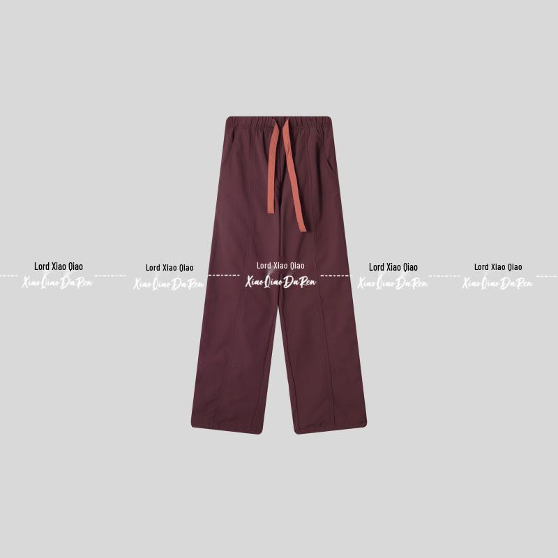 

Velvet-Lined Elastic Waistband Casual Pants - Autumn/Winter Mountain Style (Unisex, Loose Fit, Straight Leg, C3166) S (45-55 kg) красный