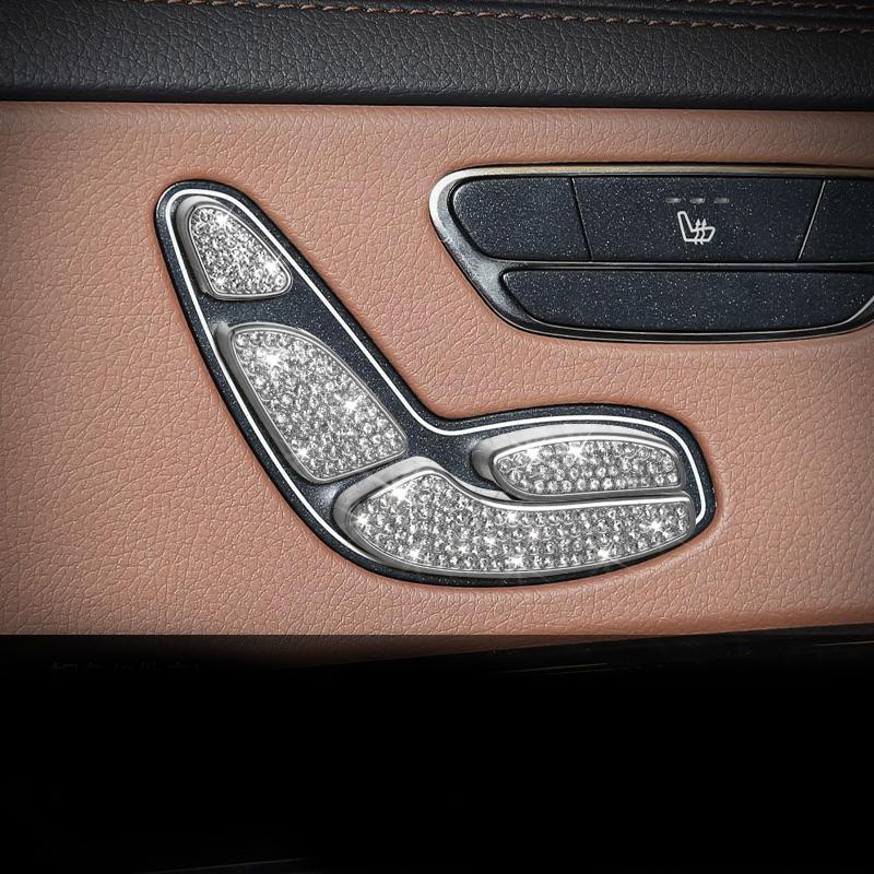 For Mercedes-Benz S Class W222 14-17 Gold Silvery Crystal Style Seat Adjust Buttons Cover