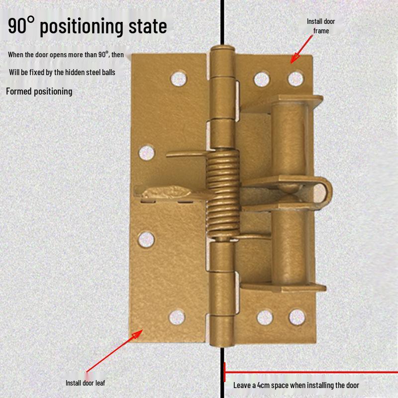 4-Inch Invisible Door Spring Hinge: Automatic Closing and 90-Degree Positioning for Wooden Doors