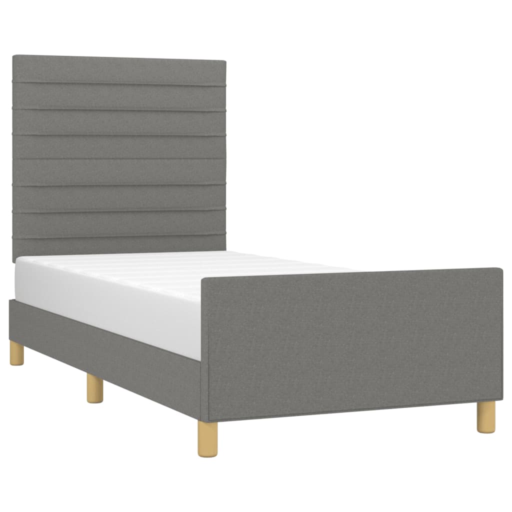 Bed Frame without Mattress Dark Grey 90x190 cm Fabric
