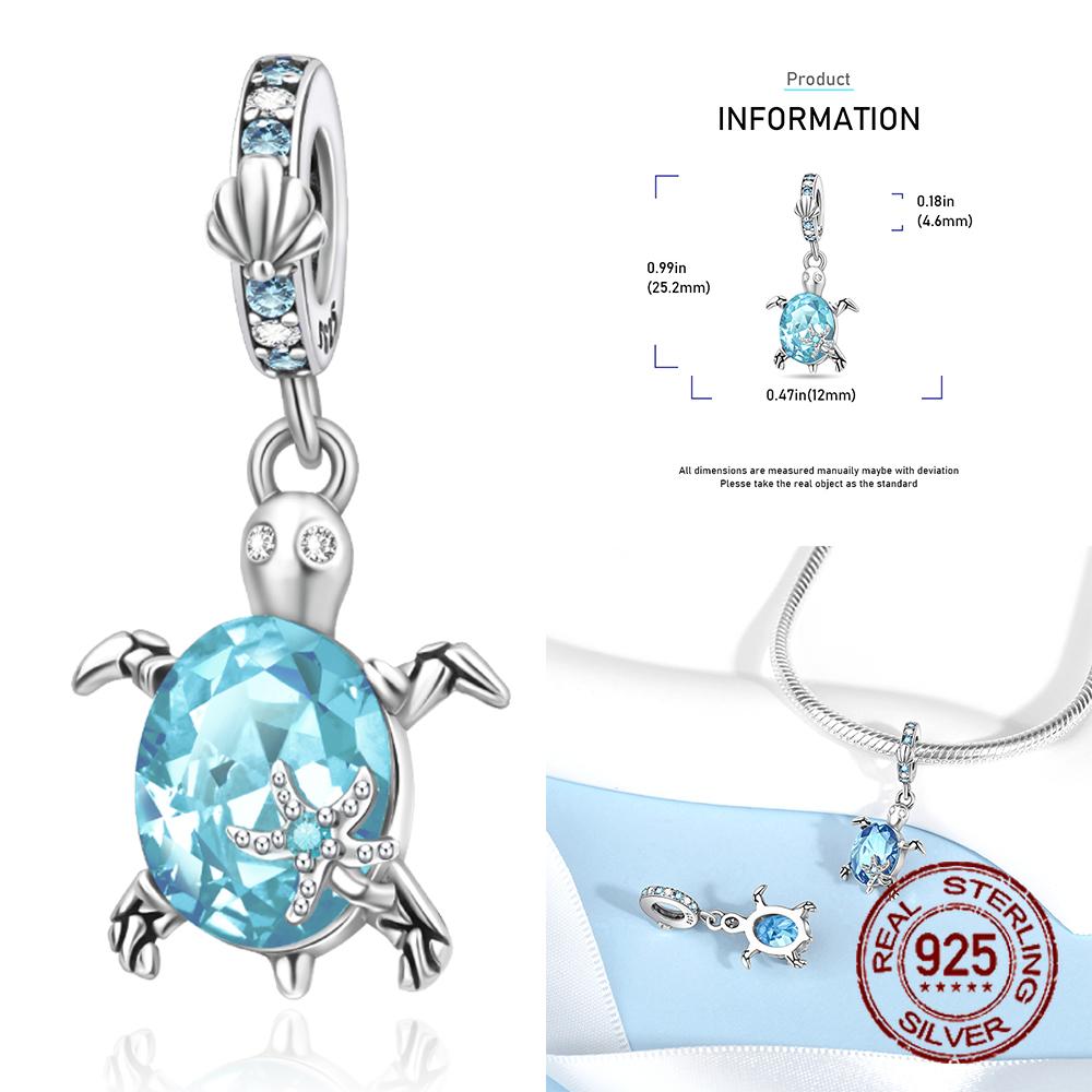 Copper Ocean Turtle Twelve Month Birthstone Charms Beads Pendant Fit Original Bracelet For Women Jewelry