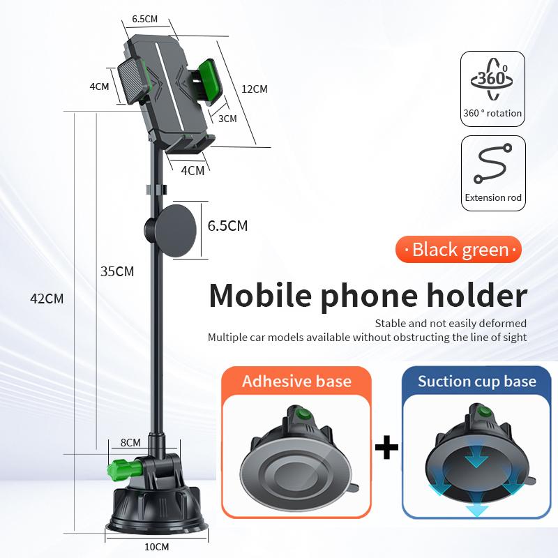 

Extendable Flexible Hose Car Phone Holder Windshield Dashboard Mount with Large Suction Cup Automotive Phone Holder for Trucks зелёный