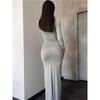 Fashion Fashion Sexy Silm round-Neck Long-Sleeved Dress Long Dress Women Sexy Bodycon Maxi Dress