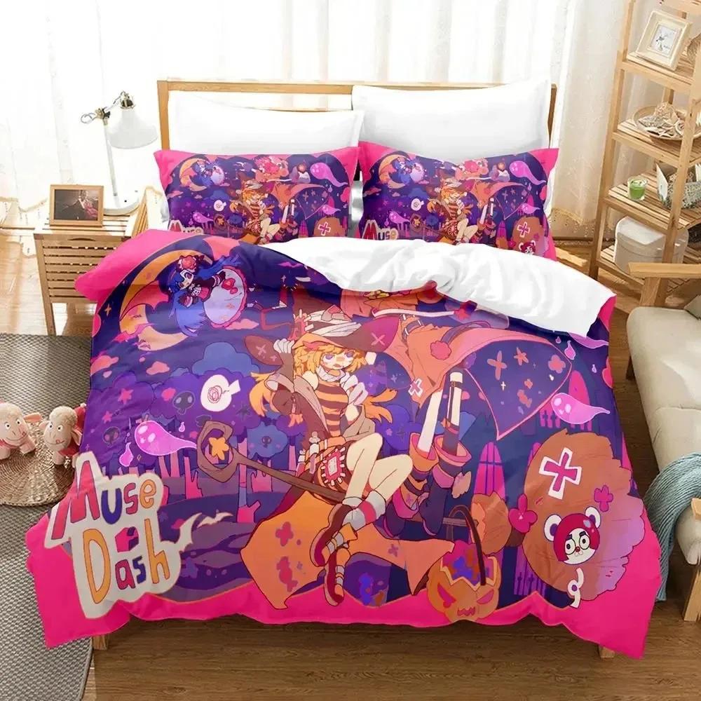 Comforter Anime Muse Dash Game Bedding Set Bed Set Comforter King Queen Size Boys Adult Bedding Set