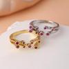 Adjustable Women's Colorful Zirconia Diamond Ring - Creative Gold-Plated Copper Design