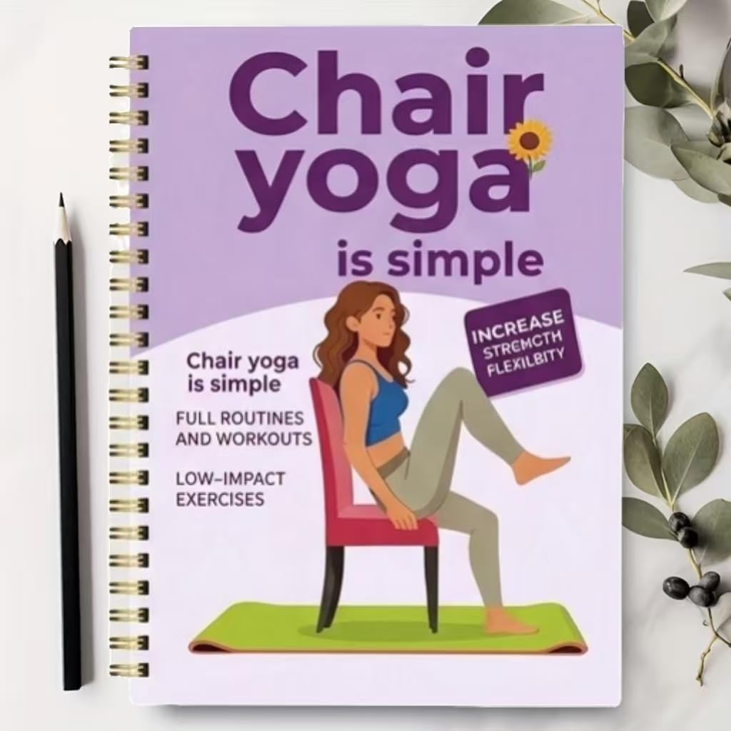 30-Day Chair Yoga Guide Book for Beginners, 60 Workouts for Weight Loss & Flexibility, Spiral Bound Senior Exercise Book (5.5x8.3 Inch, Green)
