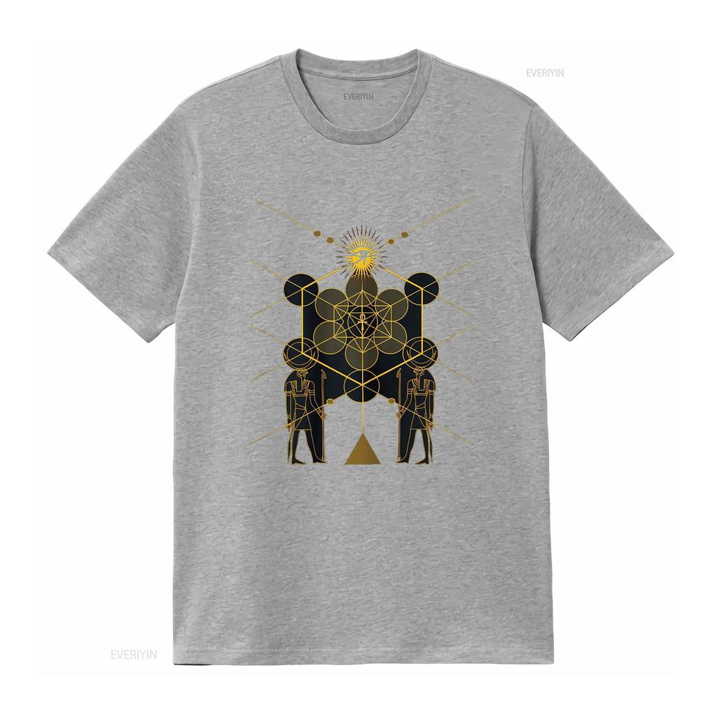 Sacred Geometry Science Egyptian HORUS HERU T Shirt Vintage Washed Homme Top For Everyday Wear Unisex Casual Slightly Stretched