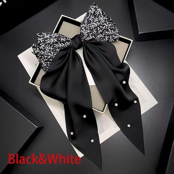 

Лента бант заколка для волос большая винтажный стиль заколка пружинная заколка аксессуар для волос головной убор аксессуар чёрный/белый
