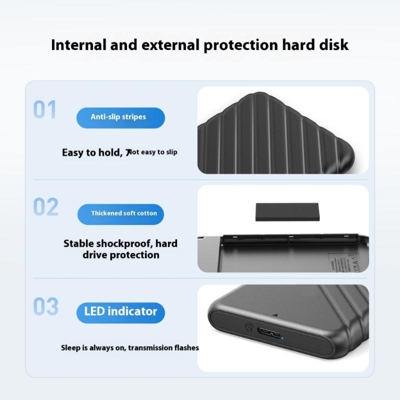 USB3.0 2.5inch Externally Hard Drive Enclosure Easy Installation Hard Drive Disk Box Enclosure 5Gbps Data Transfer