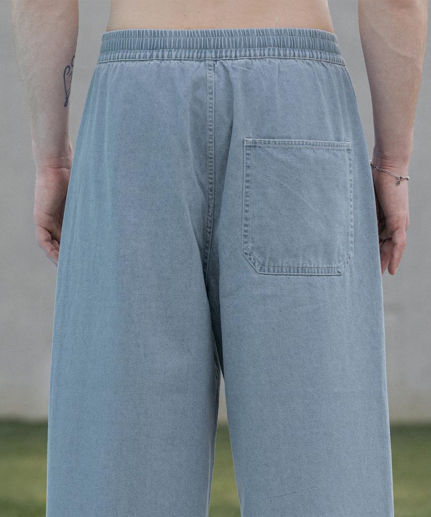 Dekkoloso Cool Flow Denim Wide Elastic Waist Pants [Light Blue]