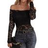 Elegant Scalloped Collar Edge One-Layer Collar Strapless Lace Slim Slim T-Shirt Long Sleeve Tops Versatile Closet Essential Fashion Items Shirt