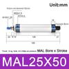 1Pcs 16/20/25/32/40mm Cylind Bore Pneumatic Air Cylinder Double Compressed 25/50/75/100mm Strok MAL Cylinder Aluminum Alloy