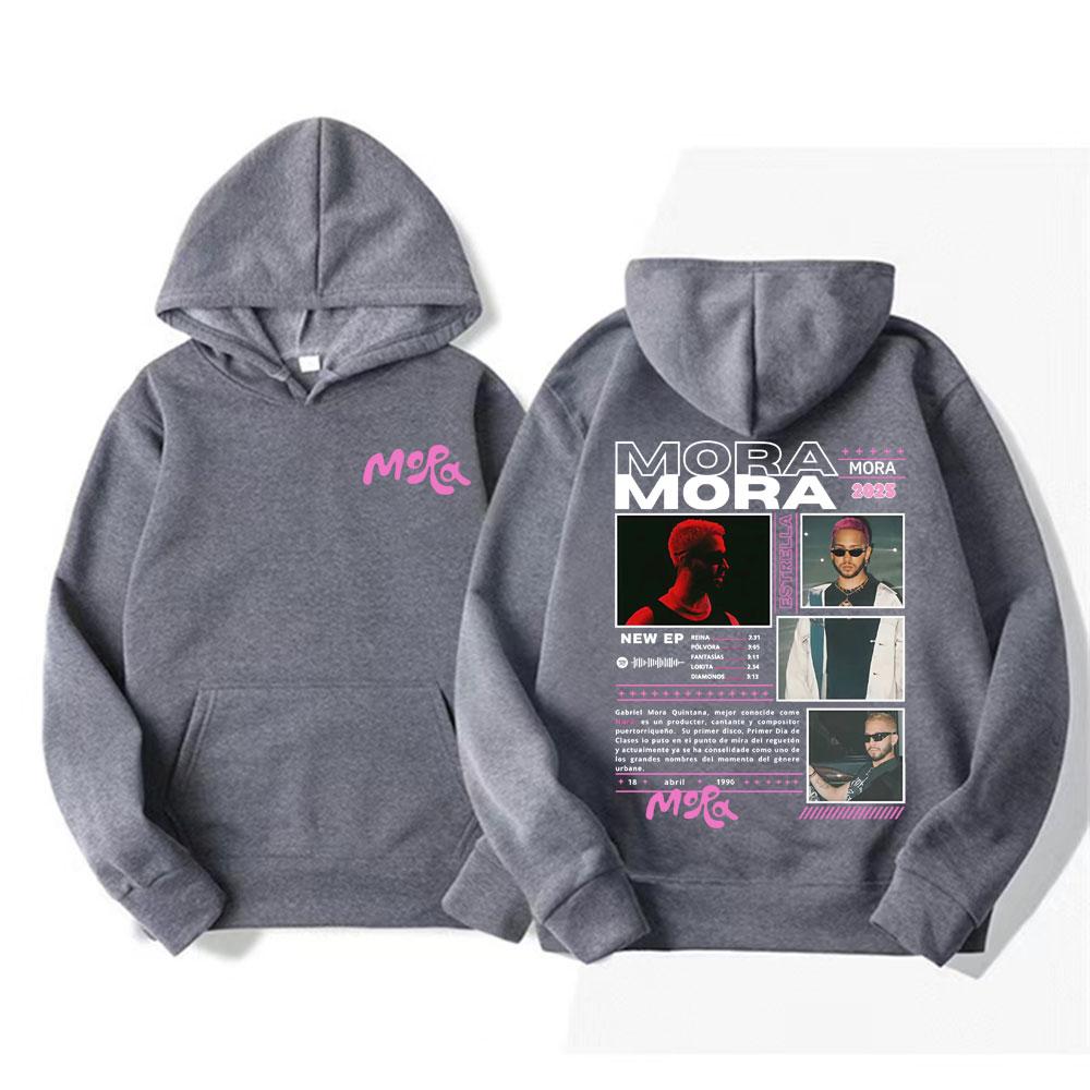 Rapper Mora Album Tour 2025 Grafik-Hoodies Herren Damen Lässiger Fleece Übergroßer Hoodie Mode Trend Hip Hop Street Sweatshirts