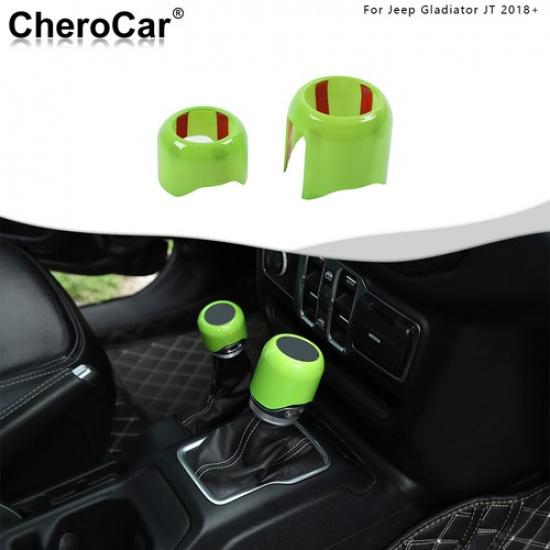 For 2018+ JL JLU JT Jeep Wrangler 4WD Console Gear Shift Knob Covers Trim Green