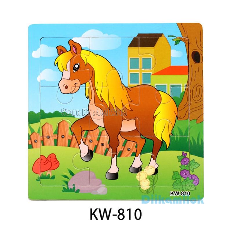 9pcs Wooden Puzzle Cognition Animals And Vehicles Jigsaw Kindergarten Educational Toys Kids Wood Toy Gift