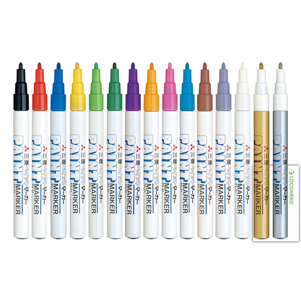 

Mitsubishi Pencil Opaque Paint Fine Set Oil-Based Marker, Point, PX-21, 15-Color