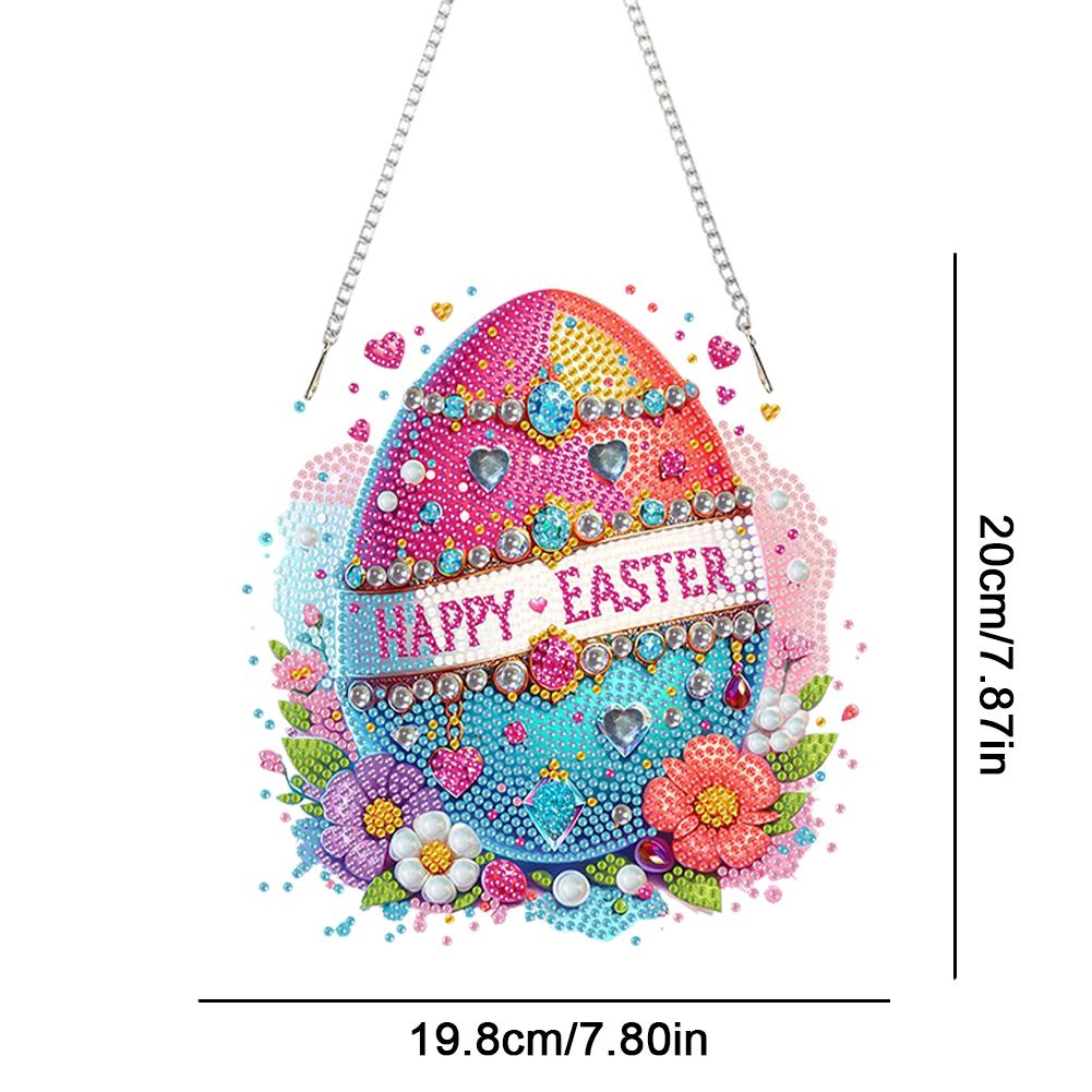 Acrylic Special Shape Easter Egg 5D DIY Diamond Painting Dots Pendant Rhinestone Diamond Art Pendants for Garden Window Decor