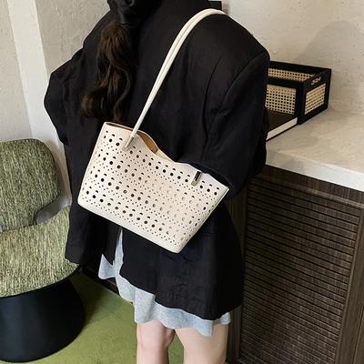 Large Capacity High Sense Fashion Hollow Tote Bag Women's Casual Versatile Commuter Shoulder Armpit Bag Tide
