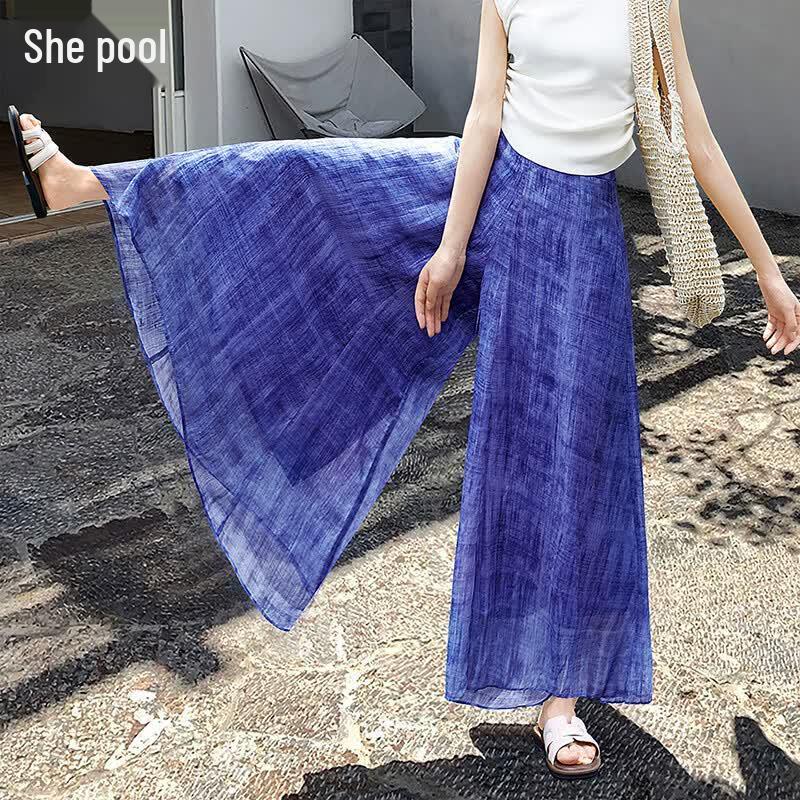 Women s Flowy Tie-Dye Wide-Leg Culottes M