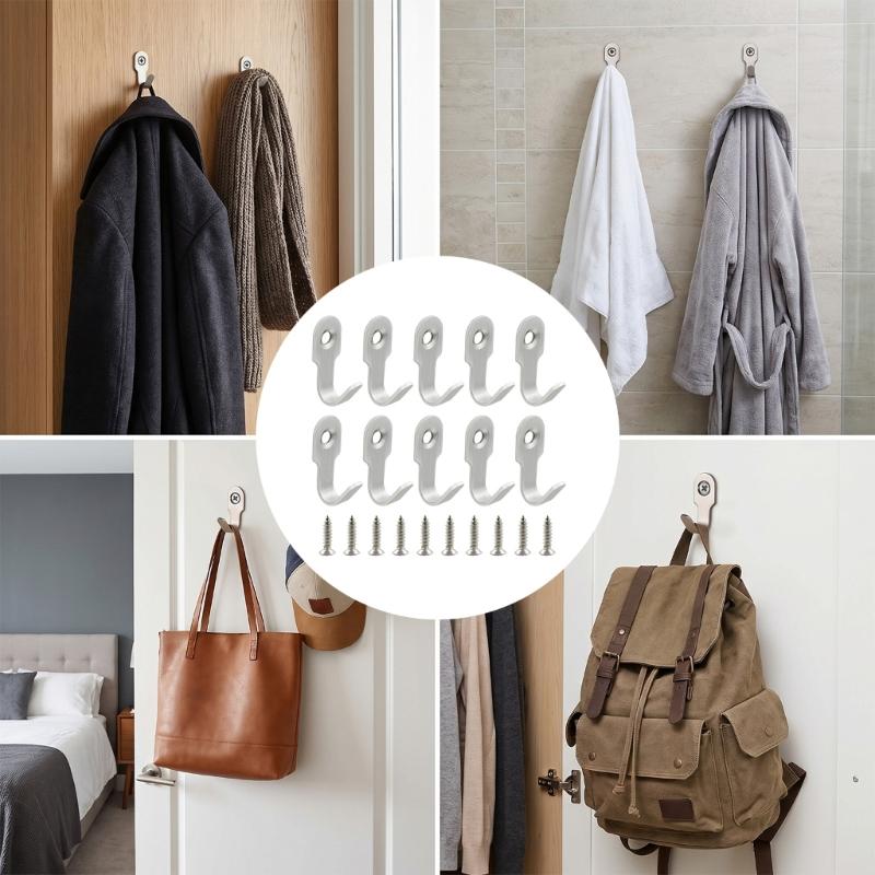 Space Saving Stainless Steel Hook 10 Pack Rusts Resistant Hook Ideal For Mounting On Walls Door And Cabinets
