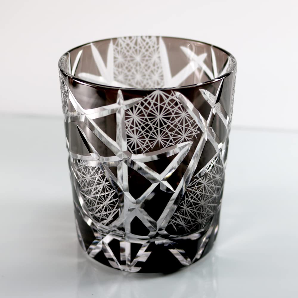 GREEM MARKET Crafts with wooden box Cut glass Gift Present Glasswork Kiriko glass Chrysanthemum Tsunagi cup Shochu glass Rocks glass Product GMS02511