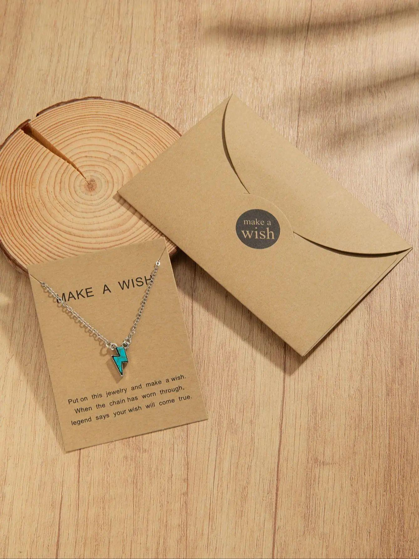 

Vintage Turquoise Lightning Pendant Card Package Envelope Bag Gift Men s Necklace