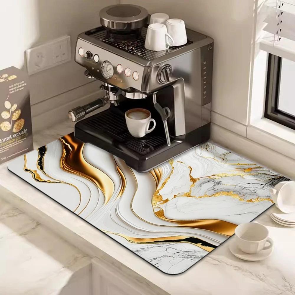 New Gilded Marble Kitchen Drain Mat Antiskid Washable Coffee Drain Pad Quick Dry Absorbent Floor Mat