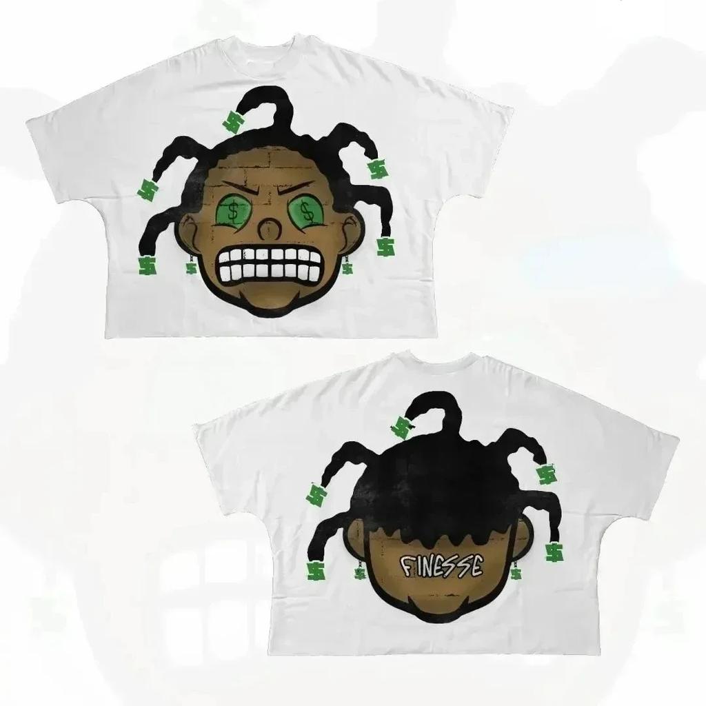 Streetwear Y2K Baumwoll-T-Shirt Harajuku Grafikdruck Oversized Punk Kurzarm-T-Shirt Rock Goth Retro Top Hip Hop Tee Mode