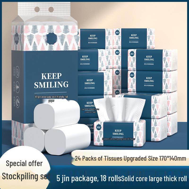 Economical Coreless Toilet Paper: Large, Thick, Multi-layer Roll for Household and Bathroom Use