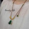 Chinese Retro Buddha Jade Gourd Tassel Necklace for Women