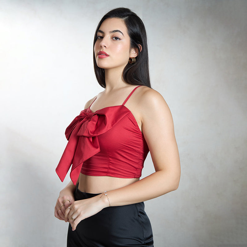 Virgio Women Crop Length Strap Fitted Fit Sweet Heart Top