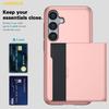 AMORUS For Samsung Galaxy S25 FE Case with Sliding Card Holder PC TPU Phone Back Cover