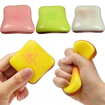 One Size Cream Toast Squeeze Ball Slow Rebound Soft Wet Feeling Stress Relief Toy Assorted Colors Sensory