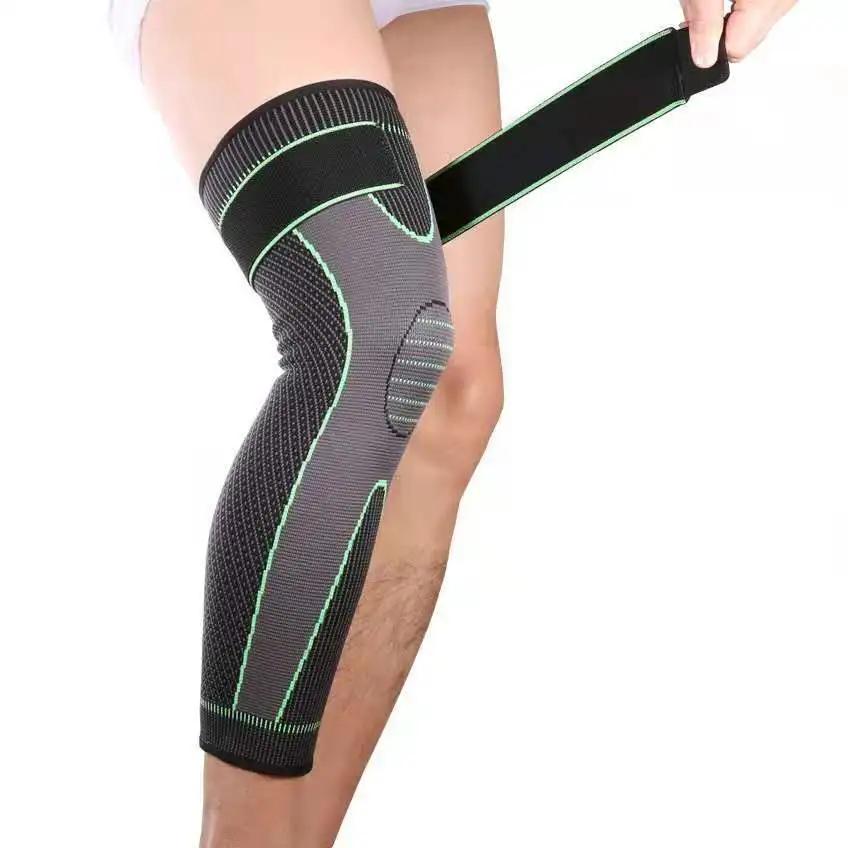 Long Compression Leg Area Sleeves Bandage Protect Sports Lengthen Knee Pads Braces Support Elastic Knee Protector Joint Pain Cycling