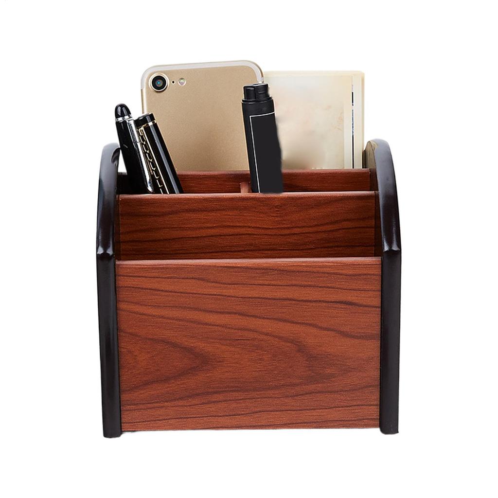 Wooden Desktop Storage Box With Drawers Multi-Compartment Storage Pen Holder Desktop Tray Pencil Holder Office Organization