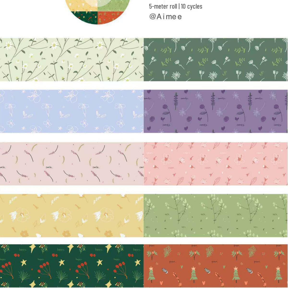 Washi Tape Roll | Raccoons & Speech Bubble Cat Dog Heads Scenery Daily Die-Cut Journal Stickers