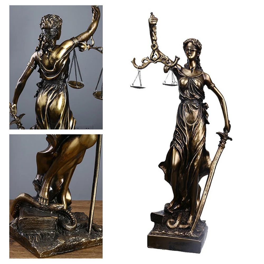 Socha Lady Justice Klasická socha Themis Váhy spravedlnosti Pryskyřičná ozdoba Perfektní pro advokátní kancelář Domácí studijní stůl Dekor