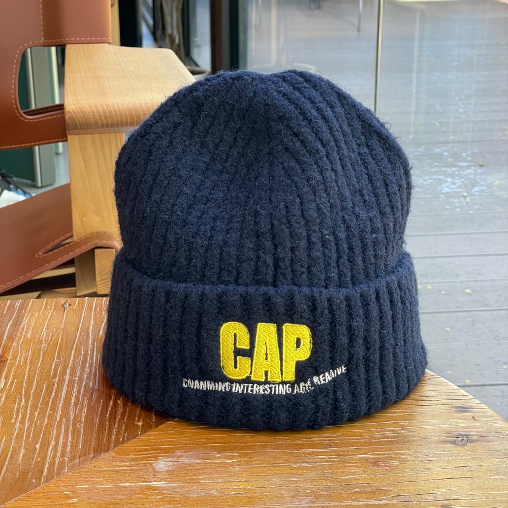 Autumn and Winter New Style Knitted Woolen Hat for Women Alphabet Versatile Couple Pullover Hat  Hip Hop Trendy Warm and Cold Hat for Men