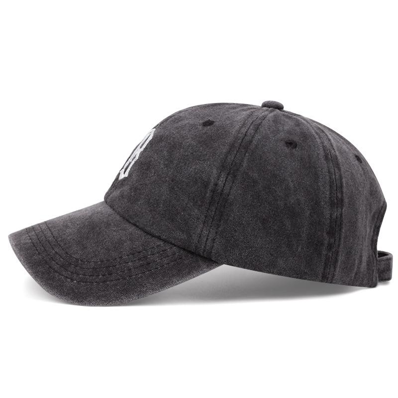 Korean style simple D letter embroidery washed denim baseball cap for women ins fashion versatile trendy brand peaked cap