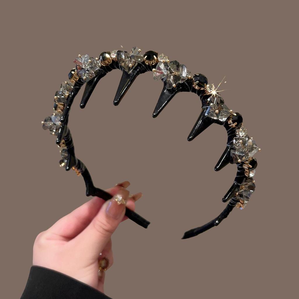 High-End Women's Bow Headband with Teeth - 2025 Face Washing & Hair Pressing Accessory