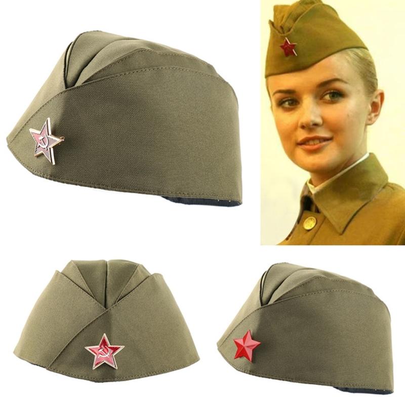 Adjustable Russian Boat Hat Garrison Hat with Star for Stage Performances and Cosplay Parties Dancing Event Headpiece